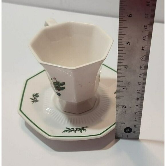 Set of 2 Nikko Christmastime Octagon Shaped  3.5” Cups and 6” Saucers - Picture 10 of 10